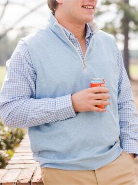 Southern Proper Men’s Coastal Blue Canal Pullover Vest Preppy M